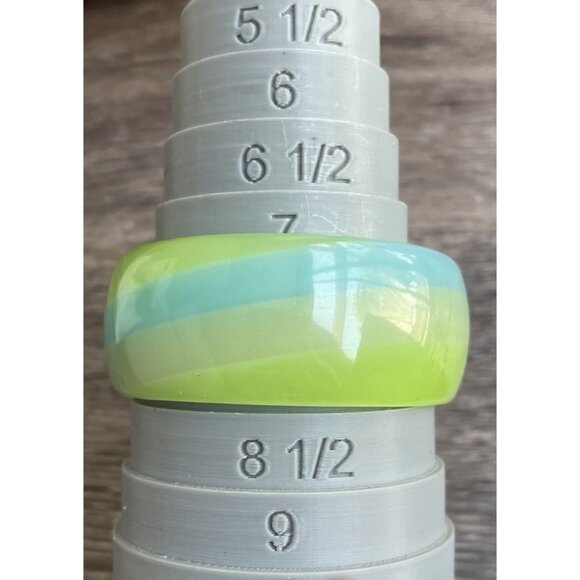 Vintage Lucite Acrylic Wave Bangle Bracelet Blue Turquoise Moonglow Sz 8” - Picture 4 of 8